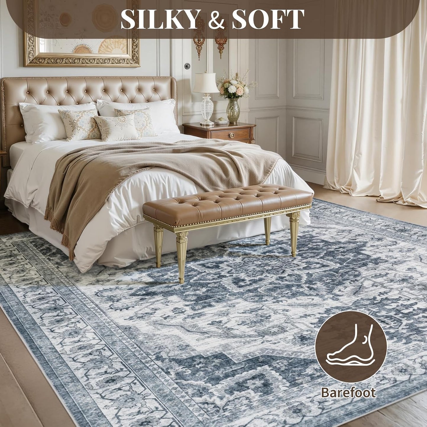 Alfombras lavables 8x10ft sala dormitorio antideslizante