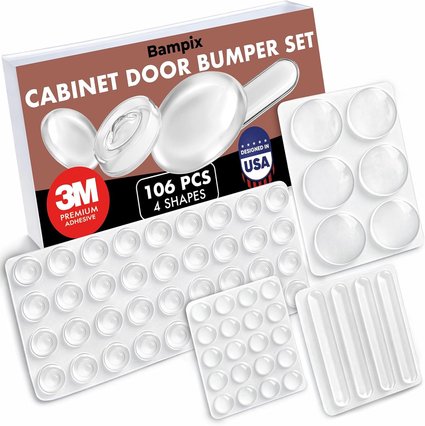 Parachoques transparente silicona 106 pzas para puerta gabinete