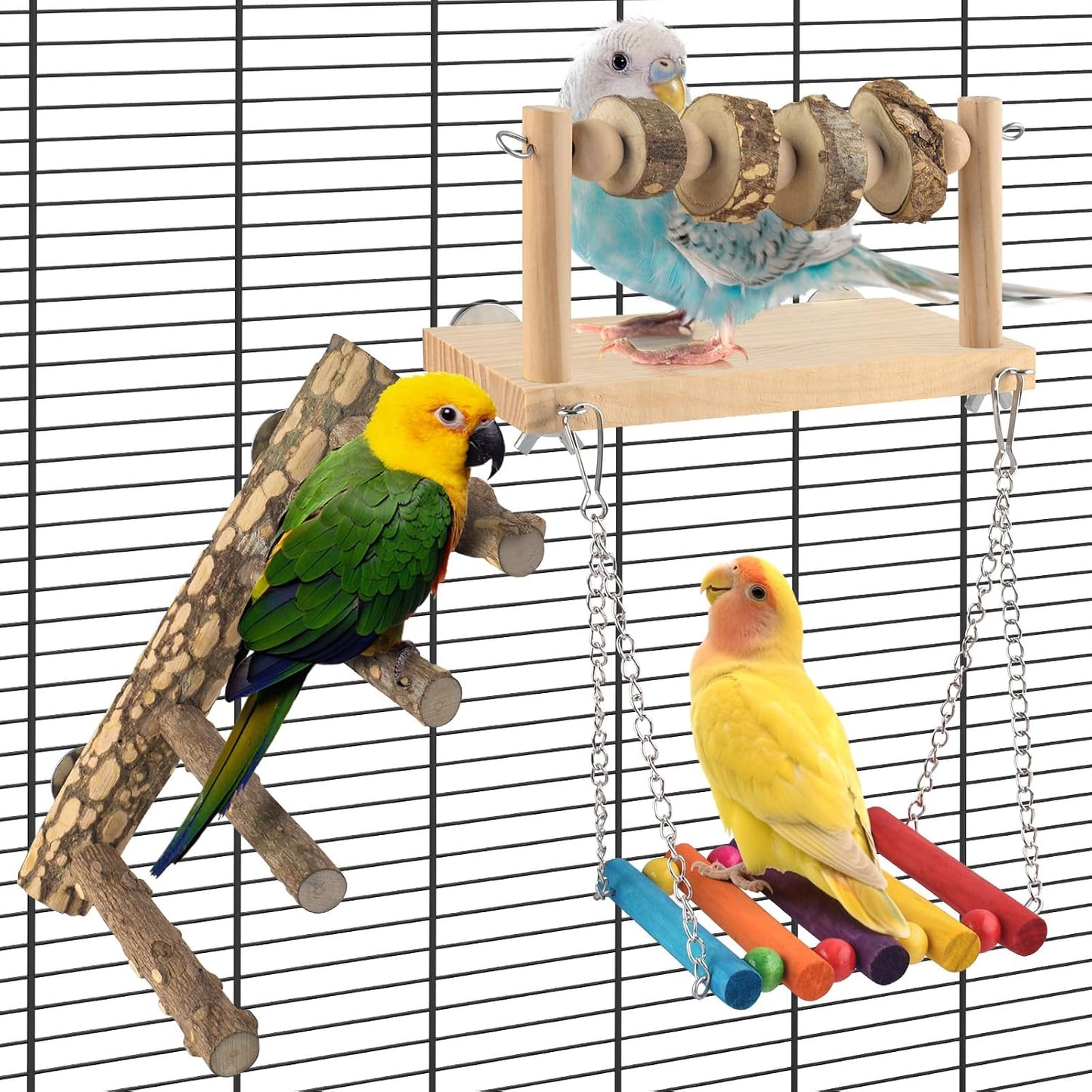 4 Pzas Perchas Pájaros con Hamaca Colores