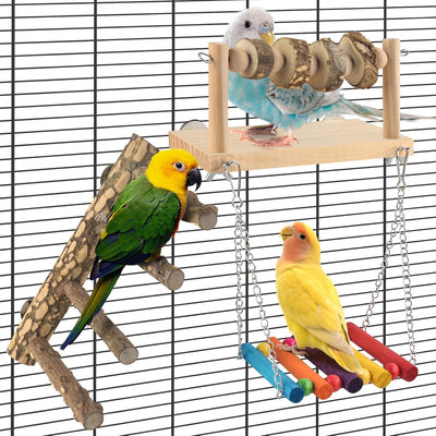 4 Pzas Perchas Pájaros con Hamaca Colores