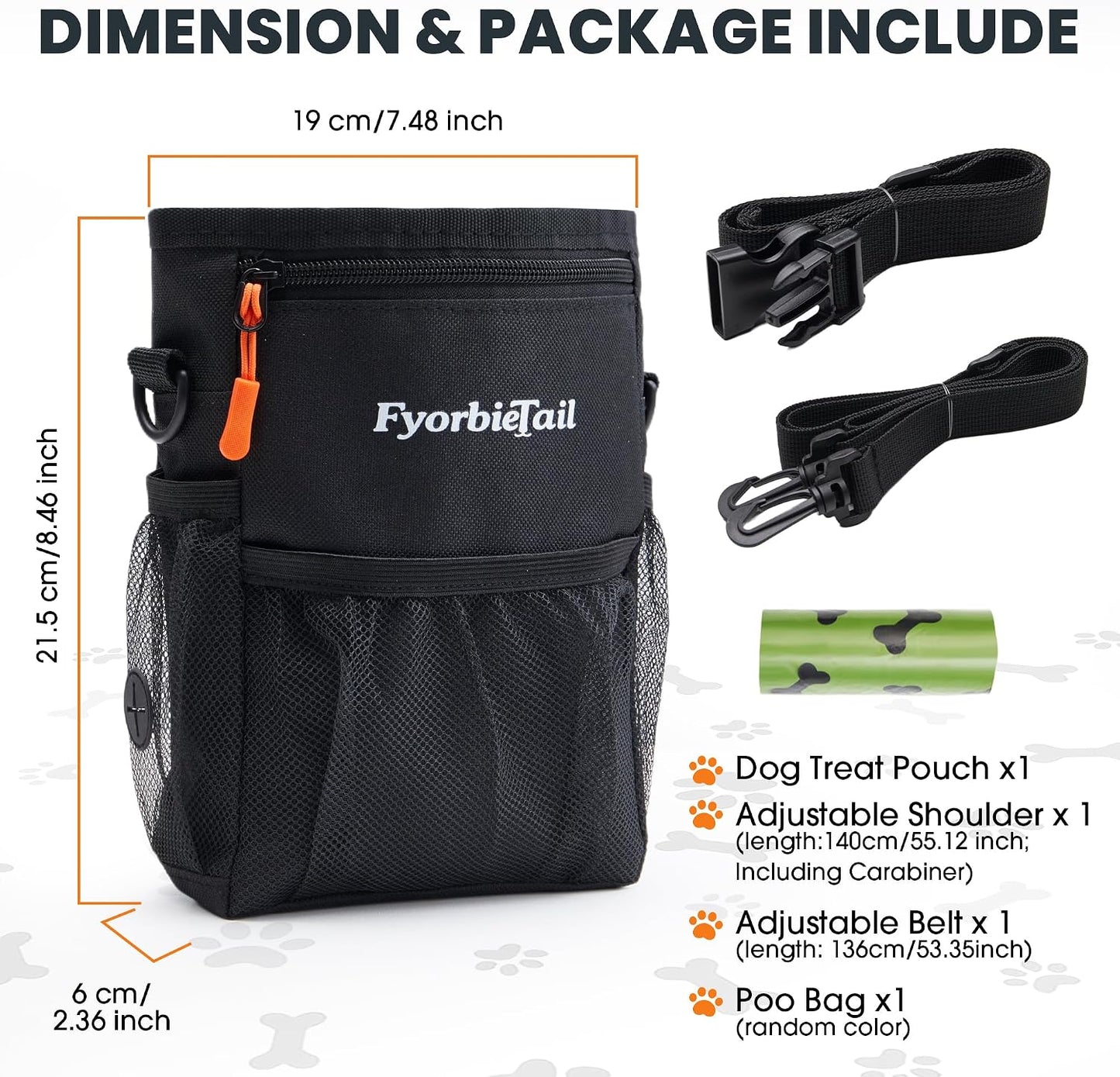 Bolsa golosinas perros 4 tazas impermeable con cierre magnético