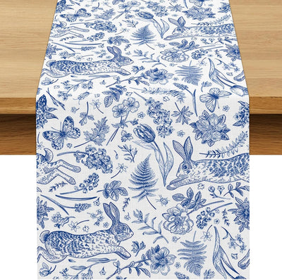 Camino Mesa Pascua Azul Toile de Jouy Decoración