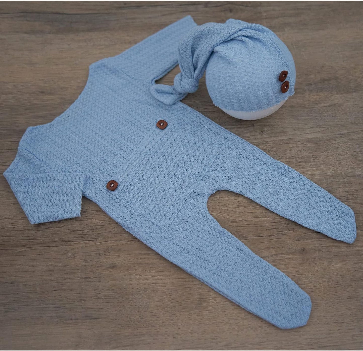 Conjunto accesorios bebé recién nacido sombrero azul