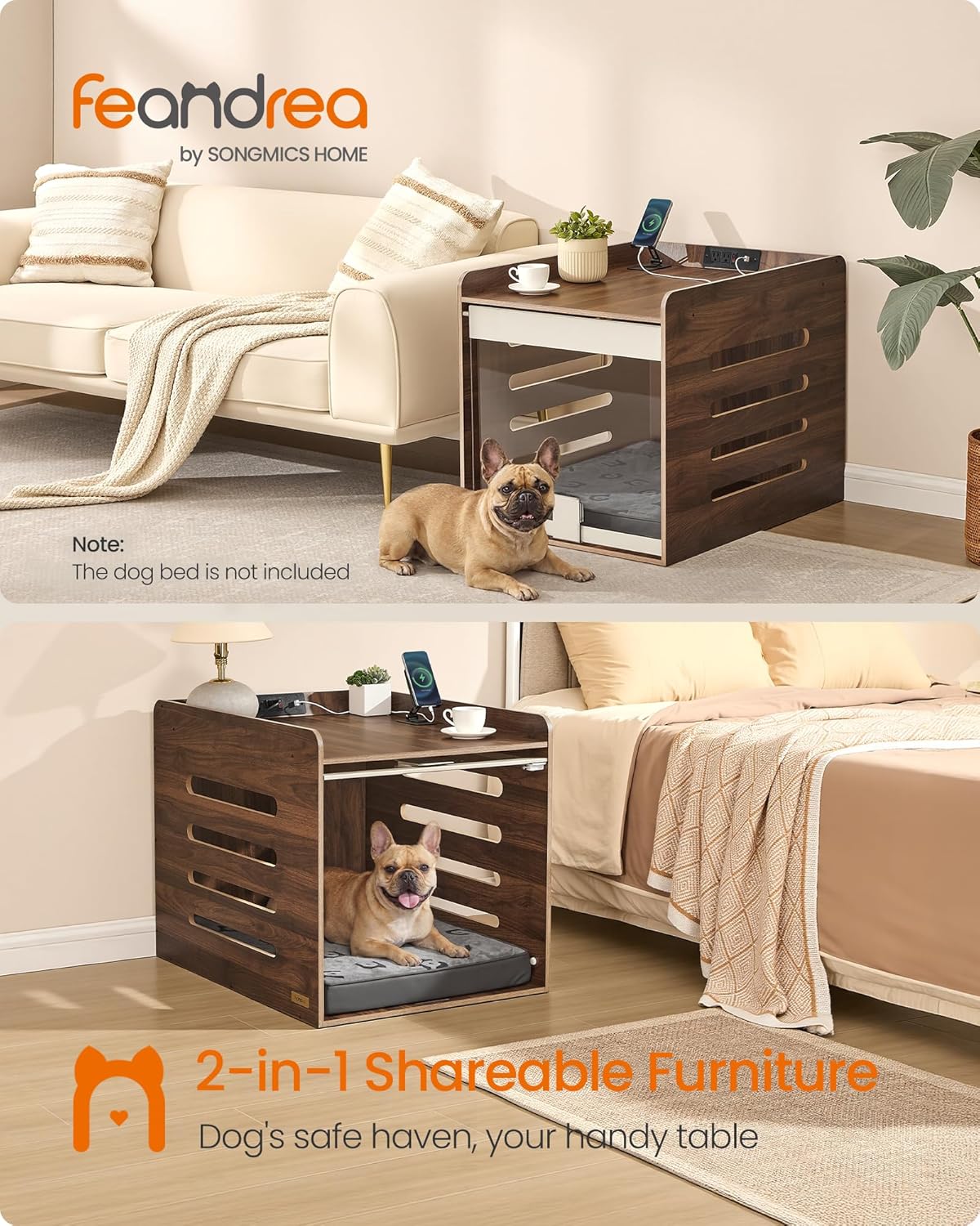 Mueble perros mediano puerta acrílica nogal