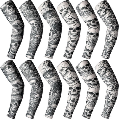 12 Pzas Manga Tatuaje Temporal Brazo Largo Antiderrap UV