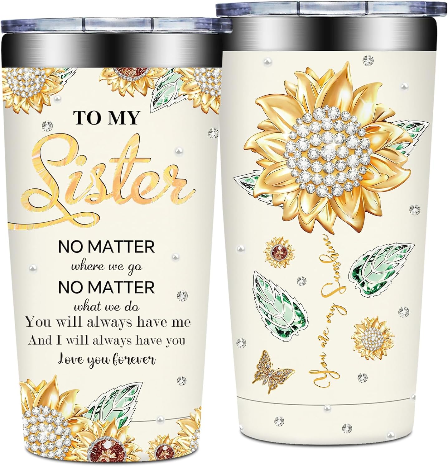 Vaso para hermanas Regalos cumpleaños Día Madre Navidad San Valentín You are My Sunshine Sister