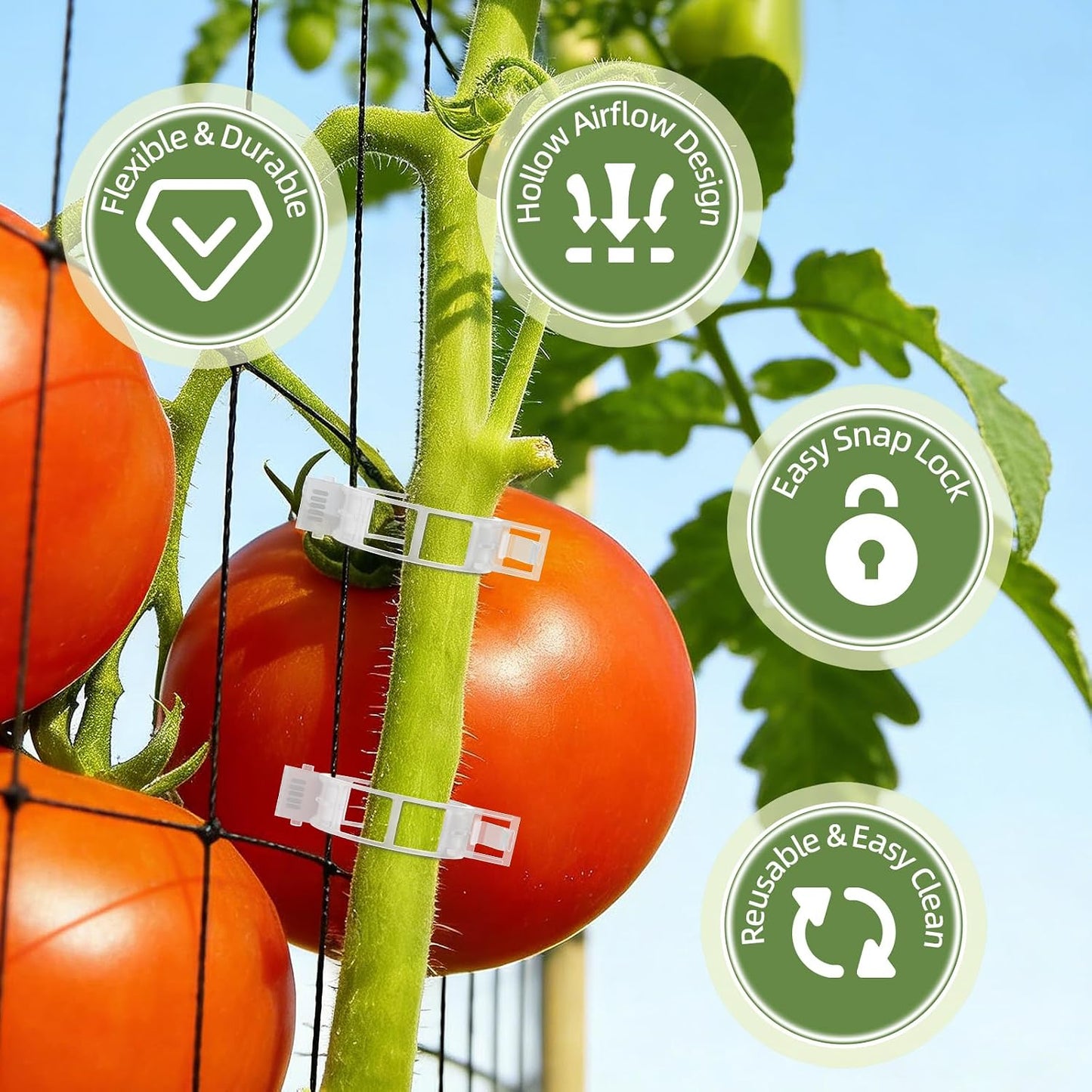 300 Clips Plástico Jardín para Tomates Pepinos Vides