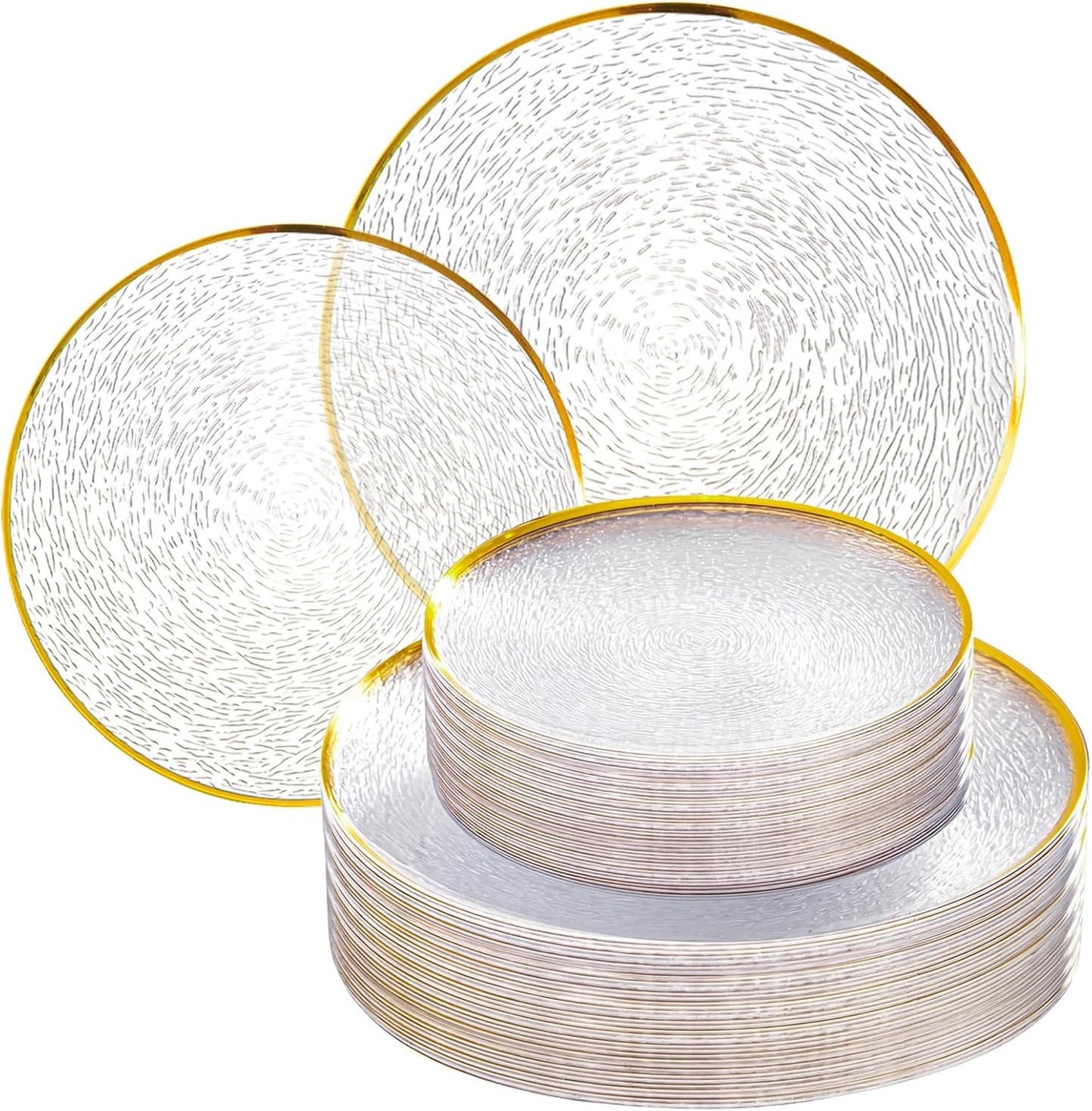 Pack 100 servilletas plástico transparente dorado