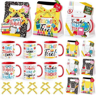 Set 12 Tazas Café Agradecimiento Profesor con Soporte y Caja Regalo
