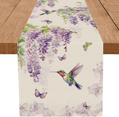 Camino de mesa lavanda colibrí mariposa decoración para hogar y comedor