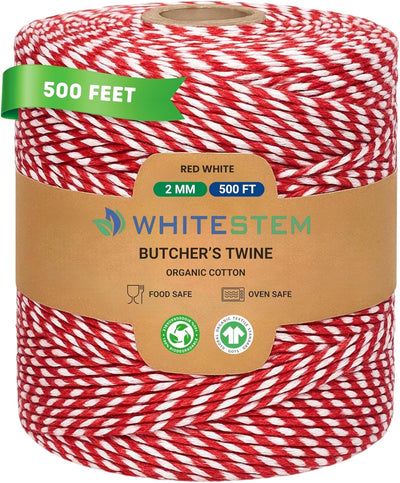 Cordel algodón 500pies 12 capas rojo y blanco