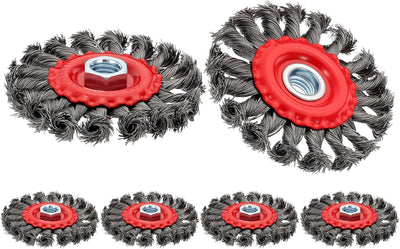 6 Cepillos Alambre Acero Carbono Eje Roscado 5/8pulg