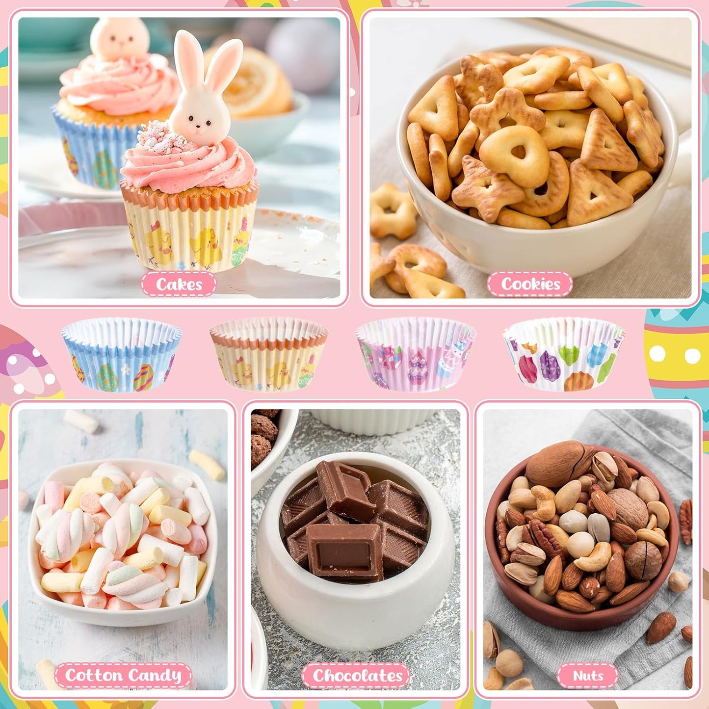 200 Forros Cupcakes Pascua Huevos Conejito Tazas Hornear