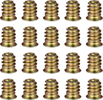 20 Pzas Insertos Roscados M6 para Muebles Acero Carbono