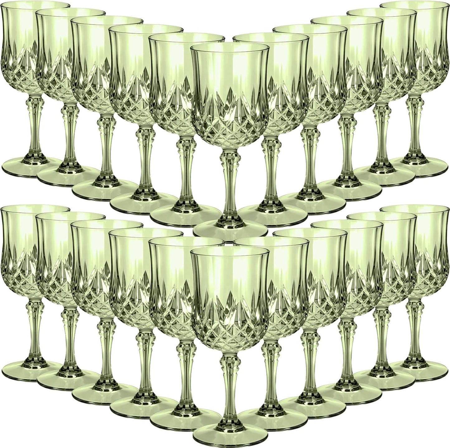 Copas de vino plástico 7 oz, copas de agua irrompibles y champán reutilizables para bodas y fiestas (verde)
