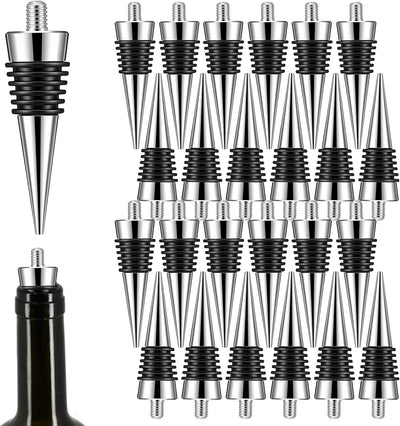 Juego de 24 tapones para botellas de vino de metal y resina
