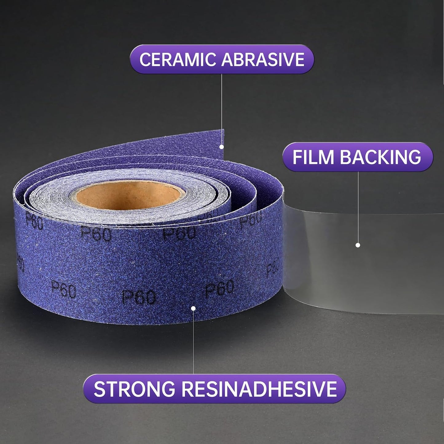 Rollo lija cerámico grano 1000 morado 20yd
