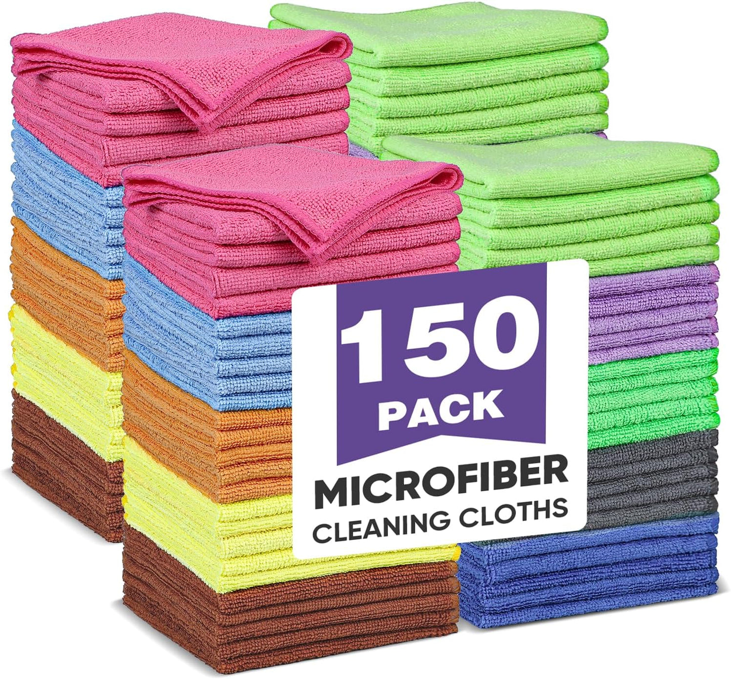 Pack 150 paños microfibra 10 colores limpieza coche cocina