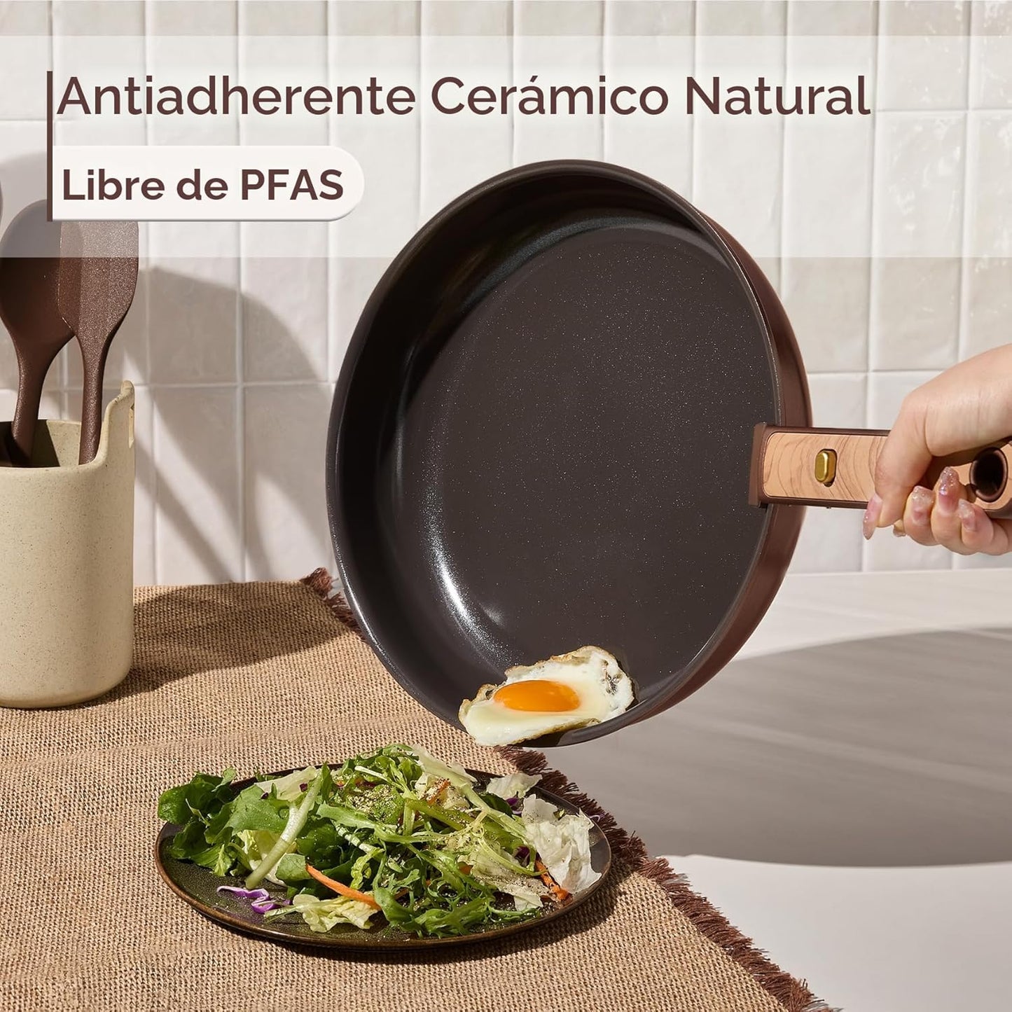 Set 19 Pzas Cerámica Cocina con Asa Desmontable para Caravanas