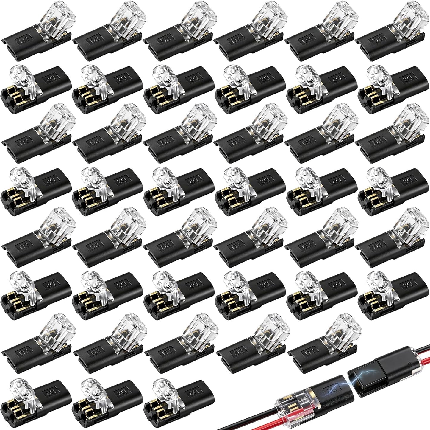 60 Conectores Rapidos Cable Negro 18-22 AWG