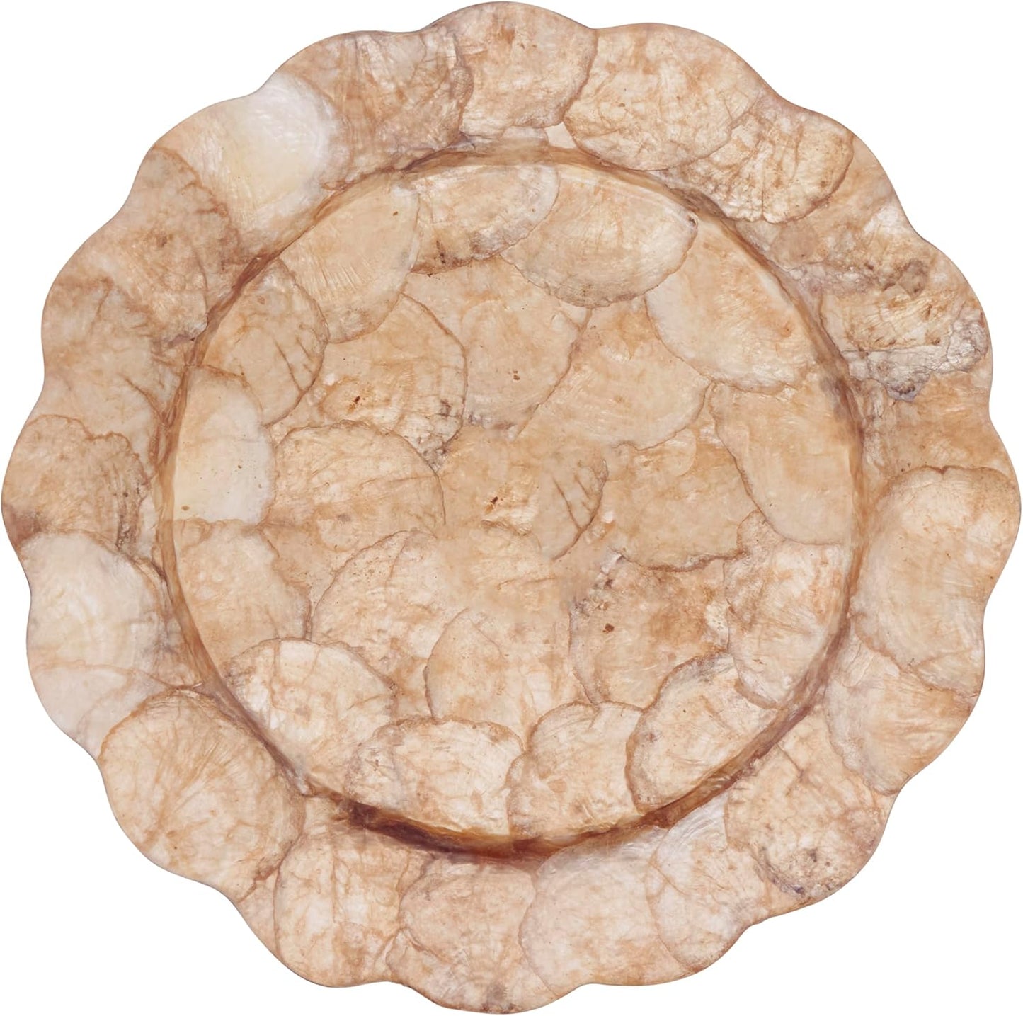 Juego 4 platos cargadores Capiz Shell 13pulg decorativo