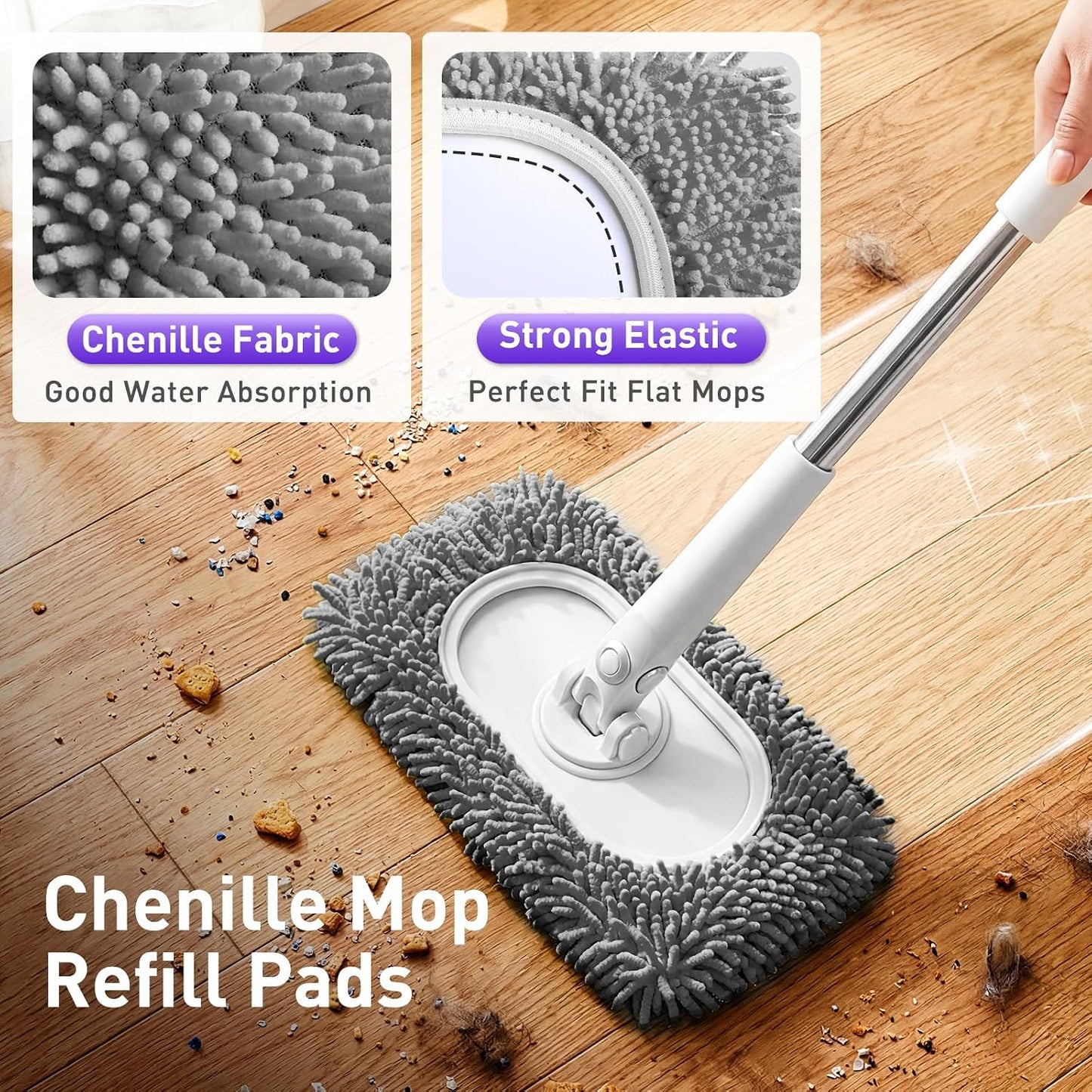 6 Pzas Almohadillas Microfibra Reutilizables para Trapeador Seco