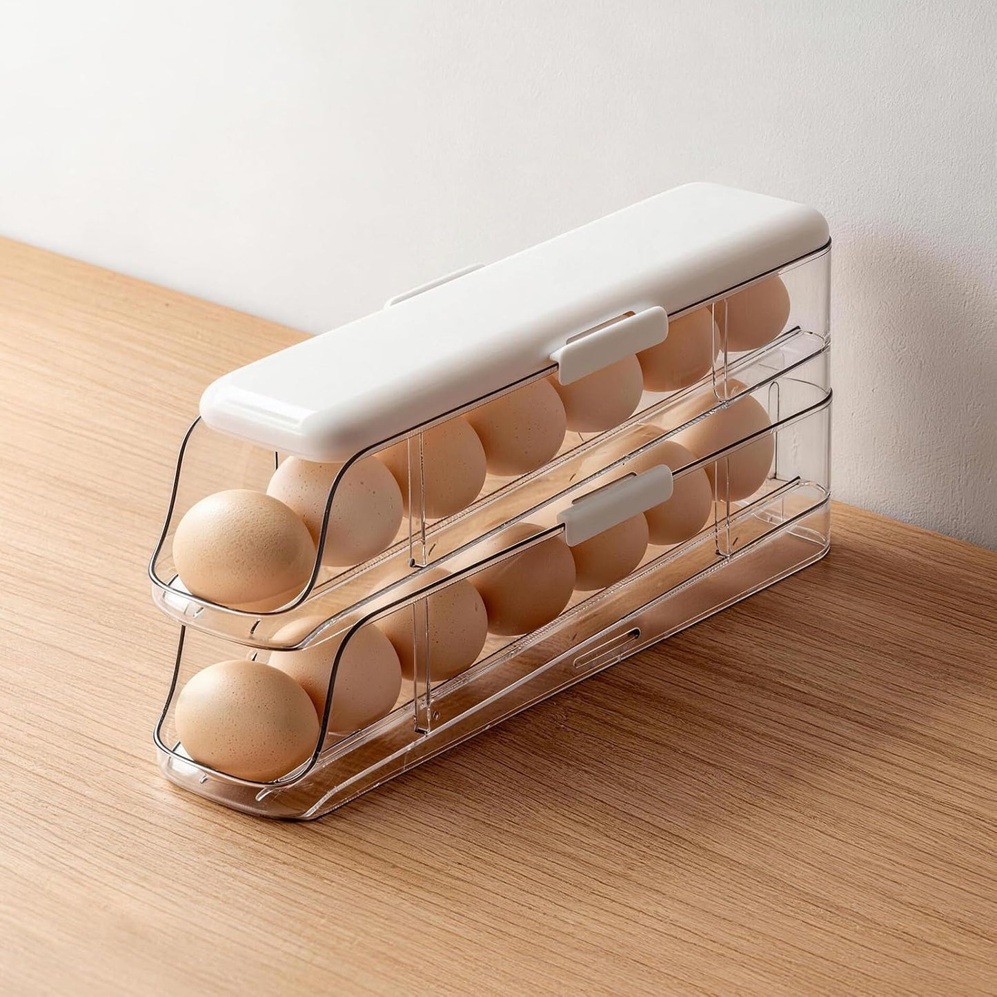 Soporte huevos 2 niveles con tapa transparente apilable