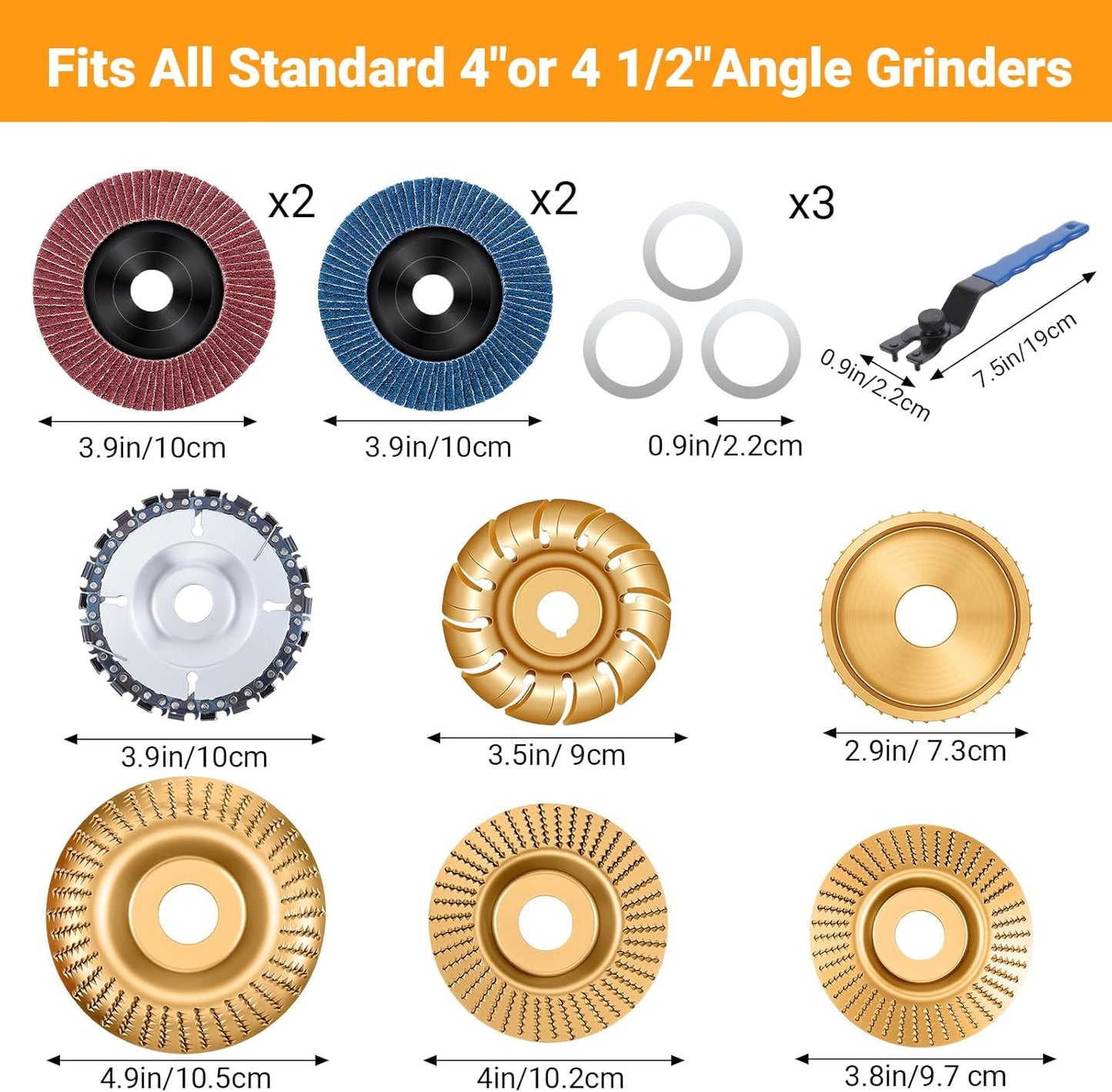 Set 14 Discos Tallado Madera Amoladora 4-4.5pulg Lijado Carpintería