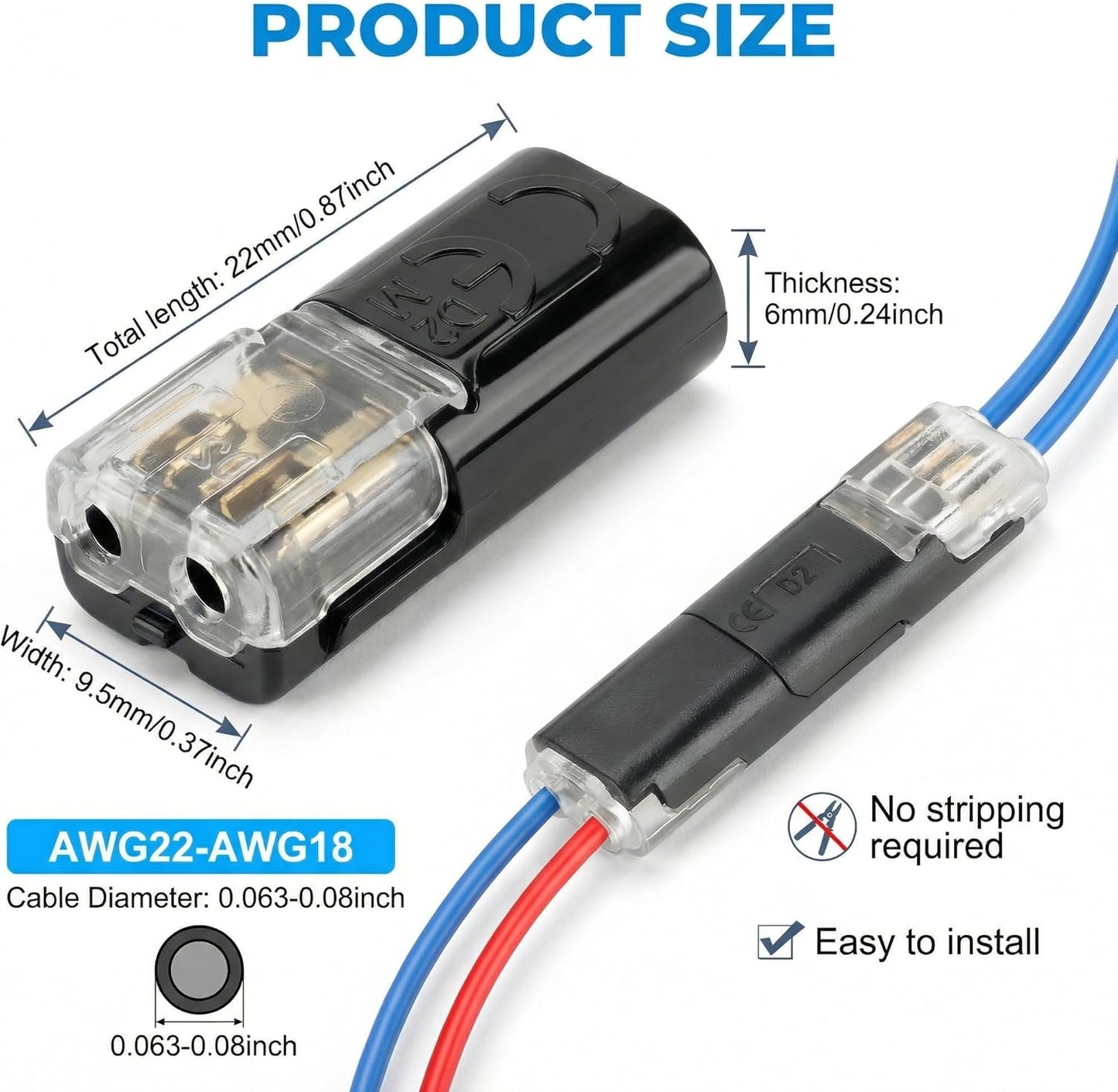 Conectores enchufe doble cable tira luz LED 2 pines