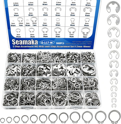 Set 900 clips electrónicos y C M3-M16 anillos presión acero inox