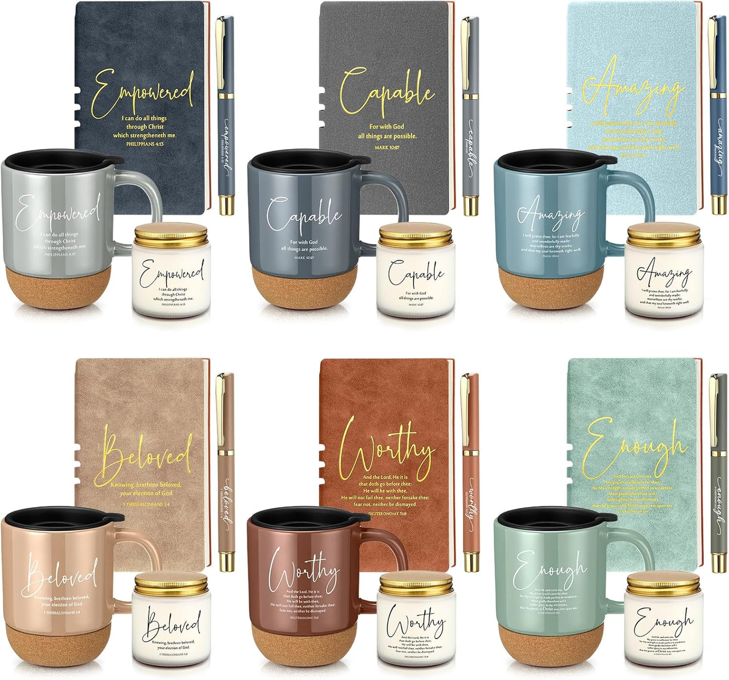 Set 6 Regalos Cristianos Taza Cerámica Velas Perfumadas