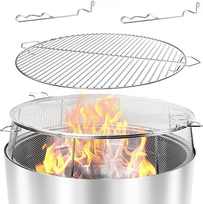 Escudo fogata y rejilla acero inox 304 para estufa Yukon 27pulg