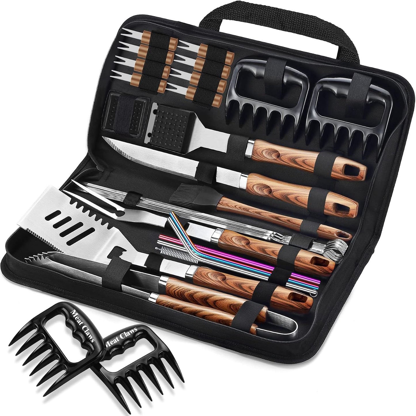 Set 27 Pzas Utensilios Parrilla Acero Inox Extragruesos