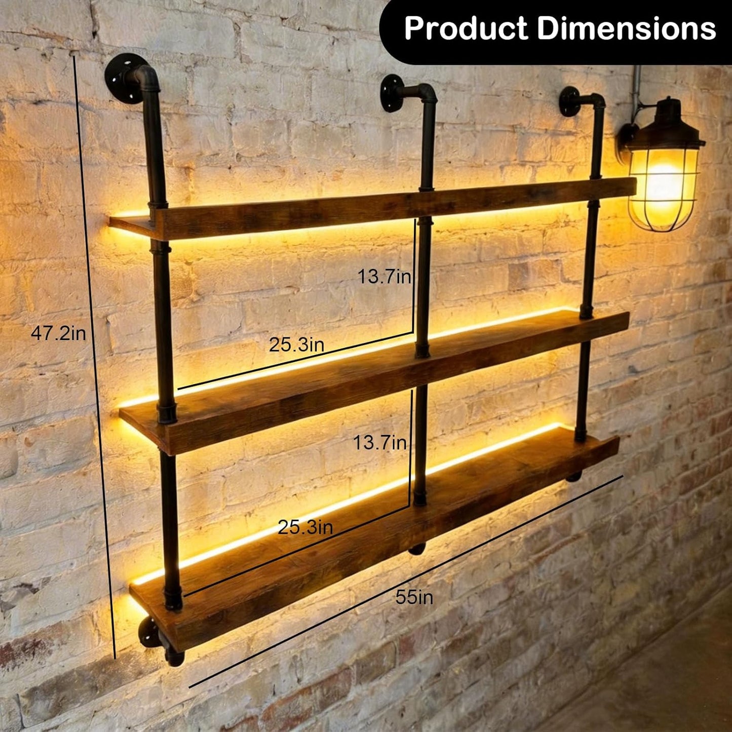 Estante de vino de 55 pulgadas con luces LED para bar de casa