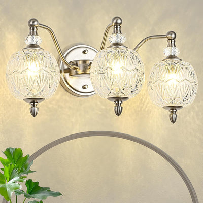 Lámpara pared níquel cepillado 3 luces moderna con pantallas vidrio