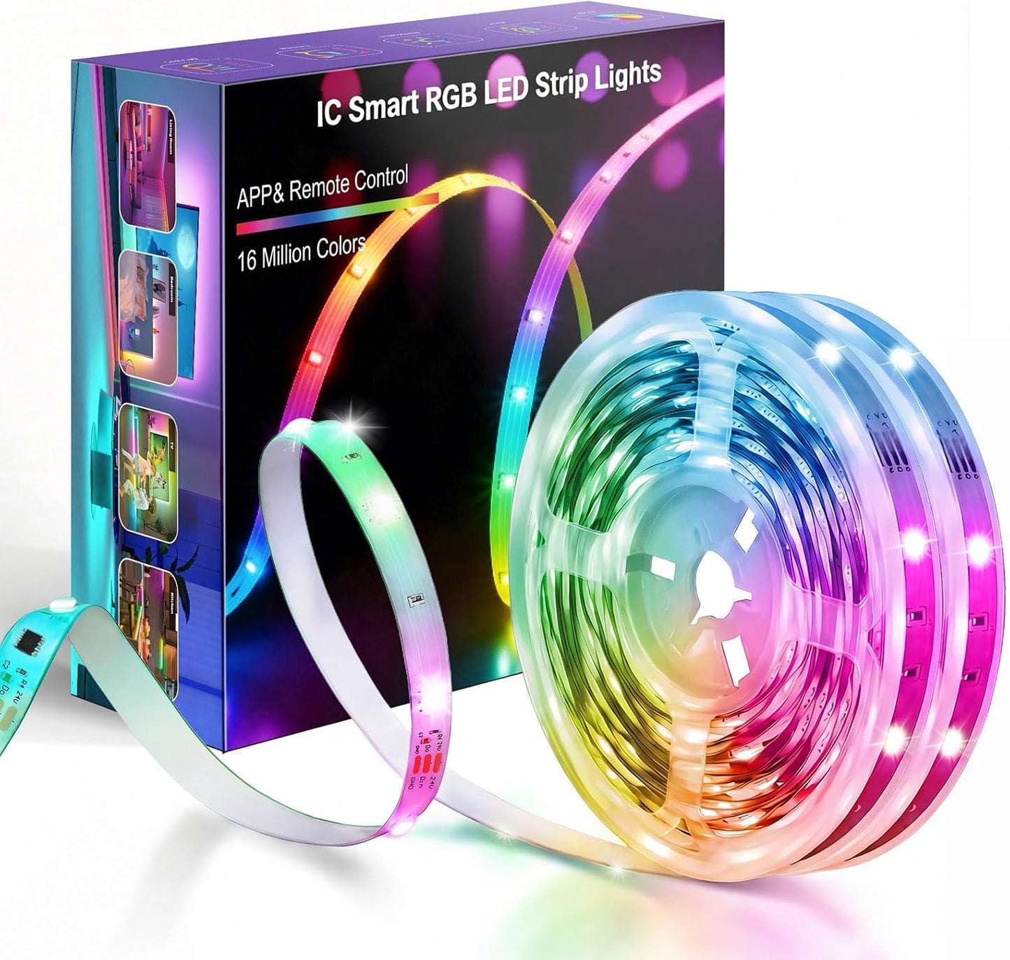 Tira luces LED RGB 100ft control remoto sincronización música