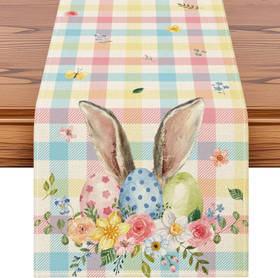 Mesa huevos con orejas conejo Pascua diseño búfalo 13x72pulg