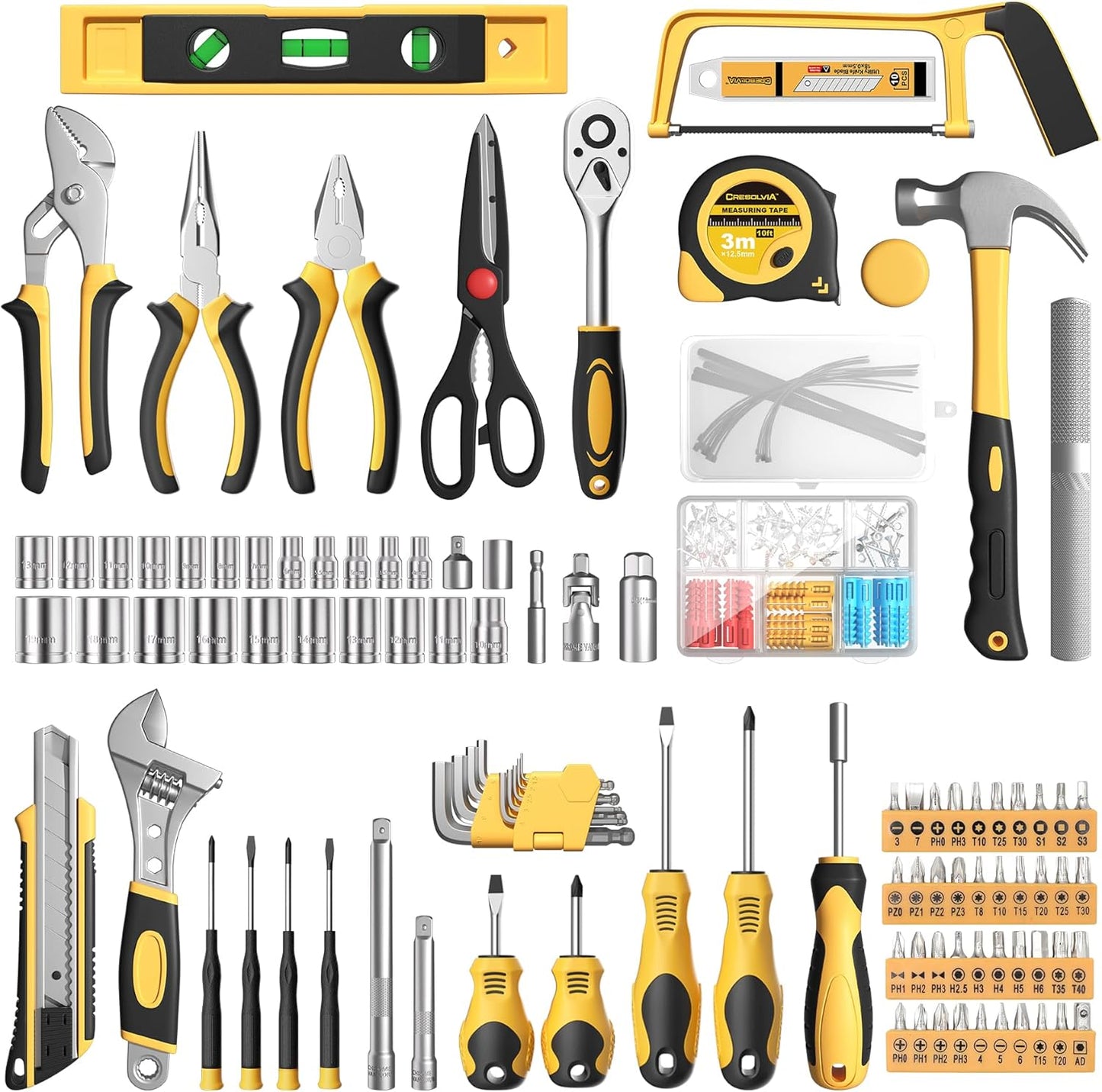 Kit 328 Pzas Herramientas Hogar Auto Caja Almacenamiento