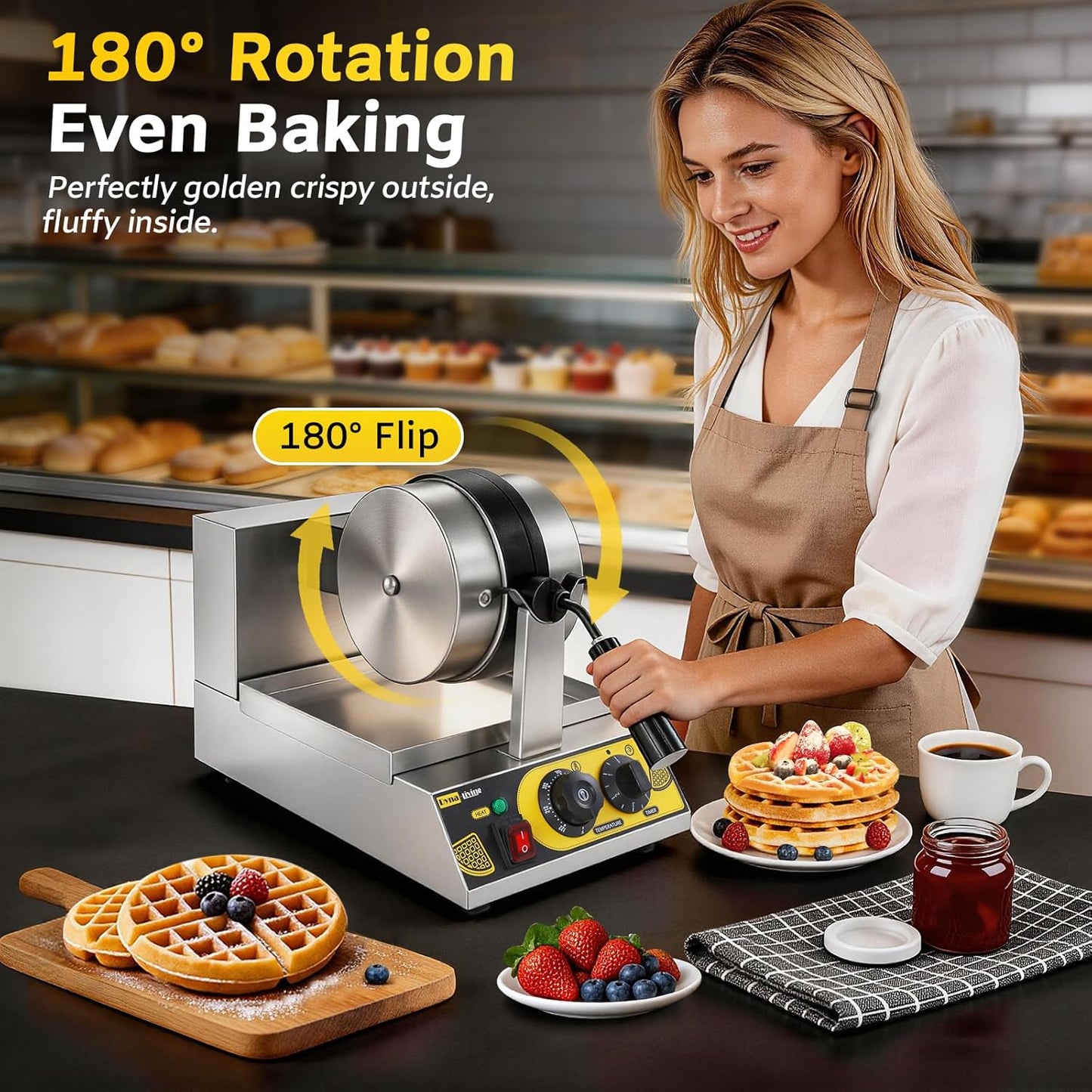 Makina de panqueques comercial 1200W con forma belga