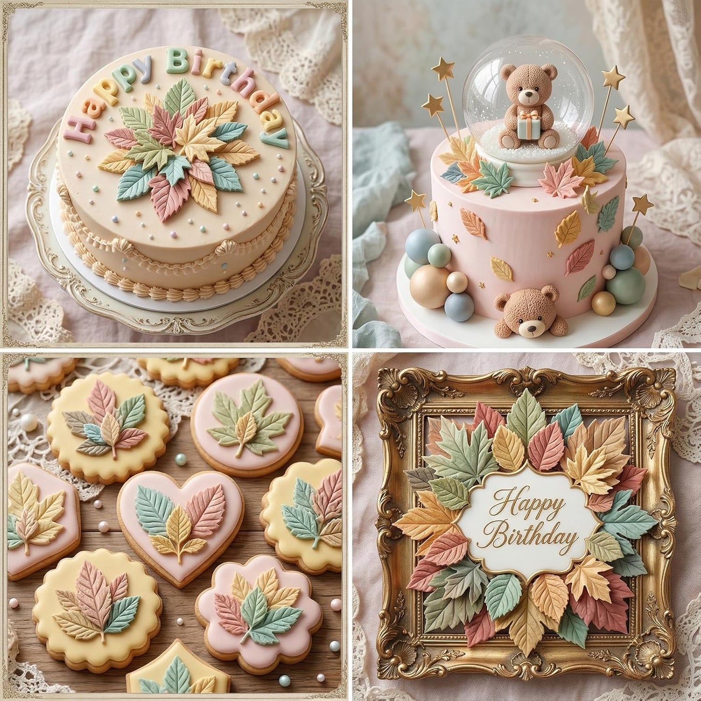 Moldes de silicona en forma de hoja 3D para decorar pasteles y cupcakes