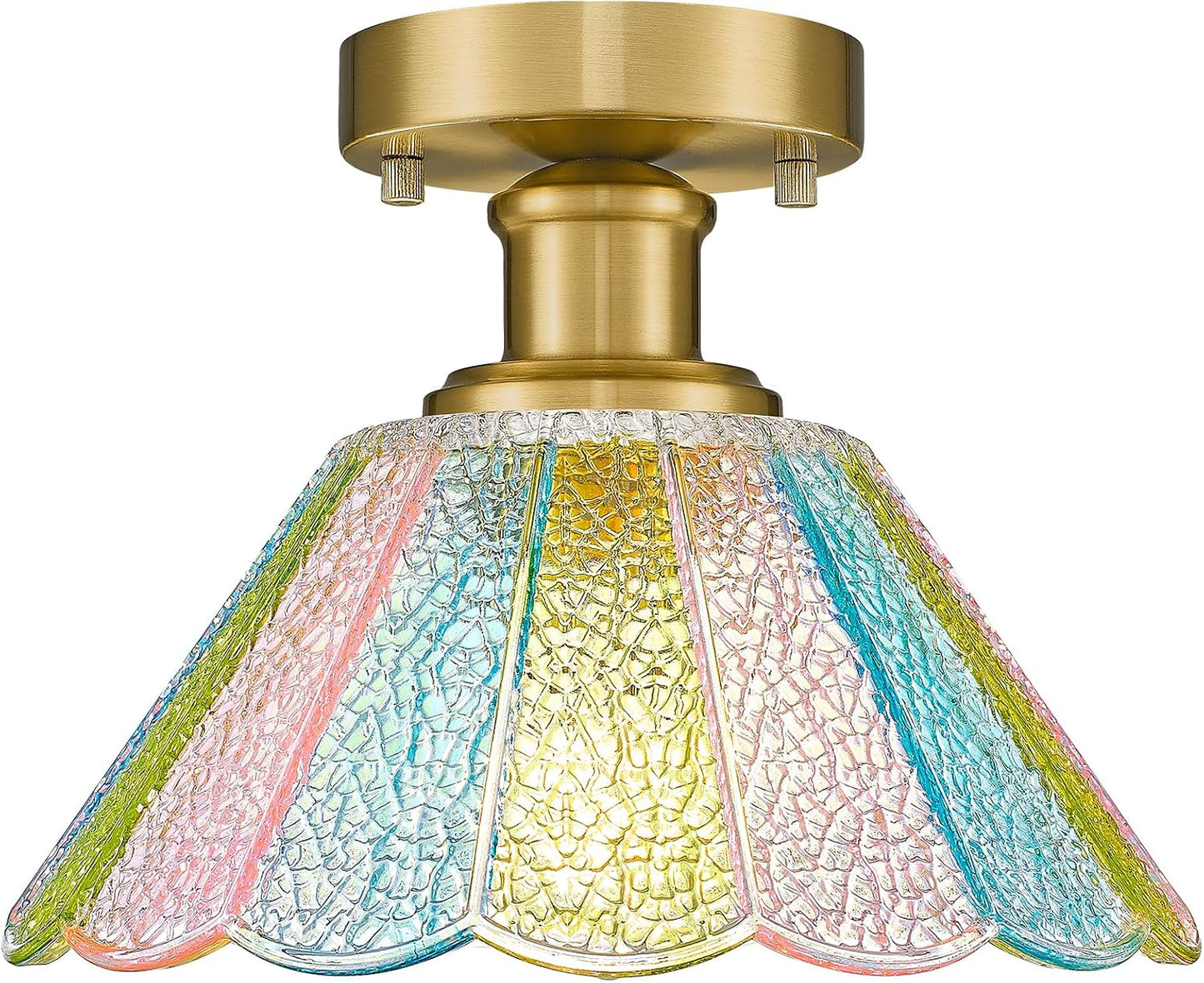 Lámpara techo moderna vidrio floral 10pulg dorado