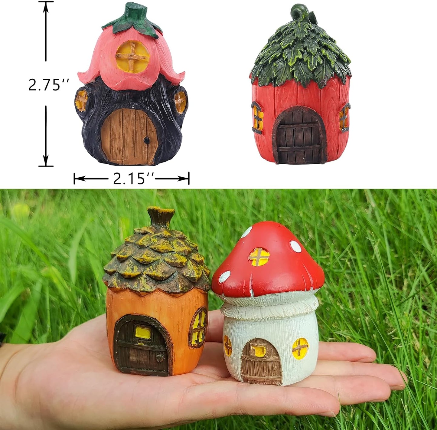 4 Pzas Casa Hadas Mini Jardín Exteriores Decoración