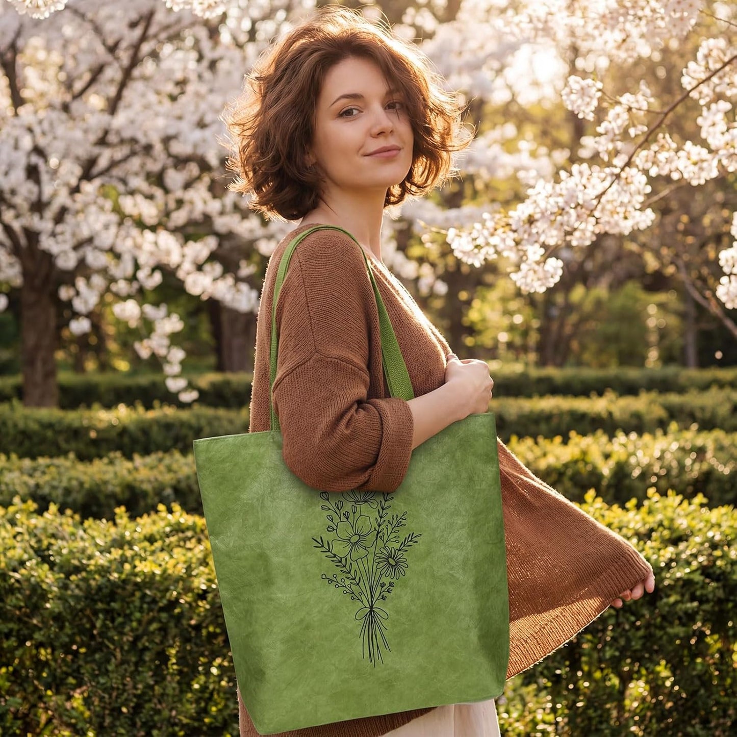 Bolsas de mano verdes para mujer con hebilla magnética y bolsillos