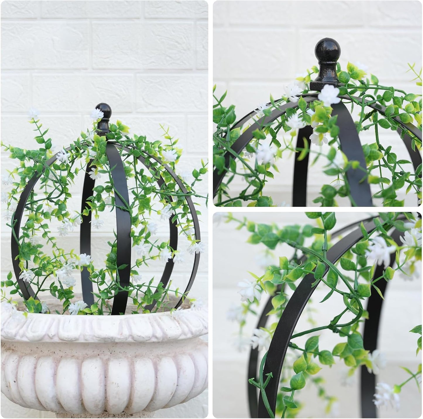 Enrejado metal jardín 12.6x17.5pulg obelisco negro