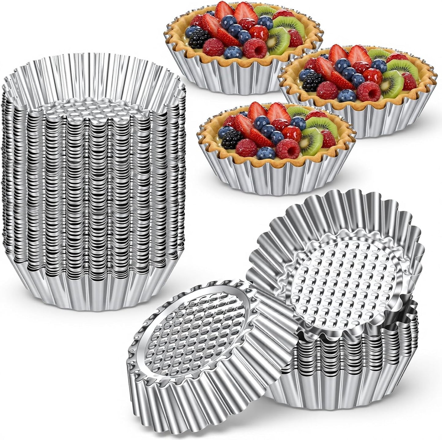 Molde para ensaimada y tartas de 3.8 pulgadas acero inoxidable reutilizable