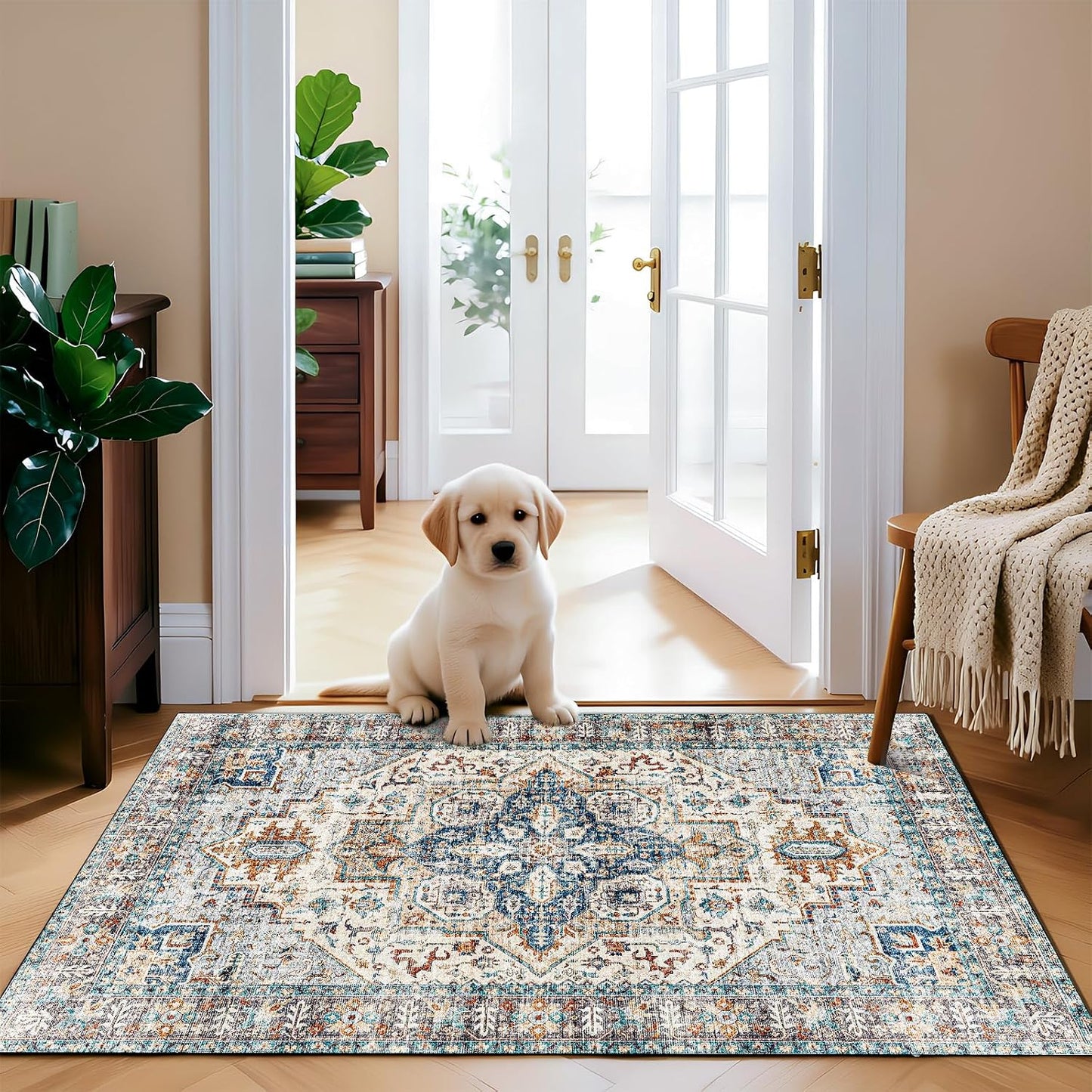 Alfombra lavable pasillo 2x3pulg suave vintage antideslizante