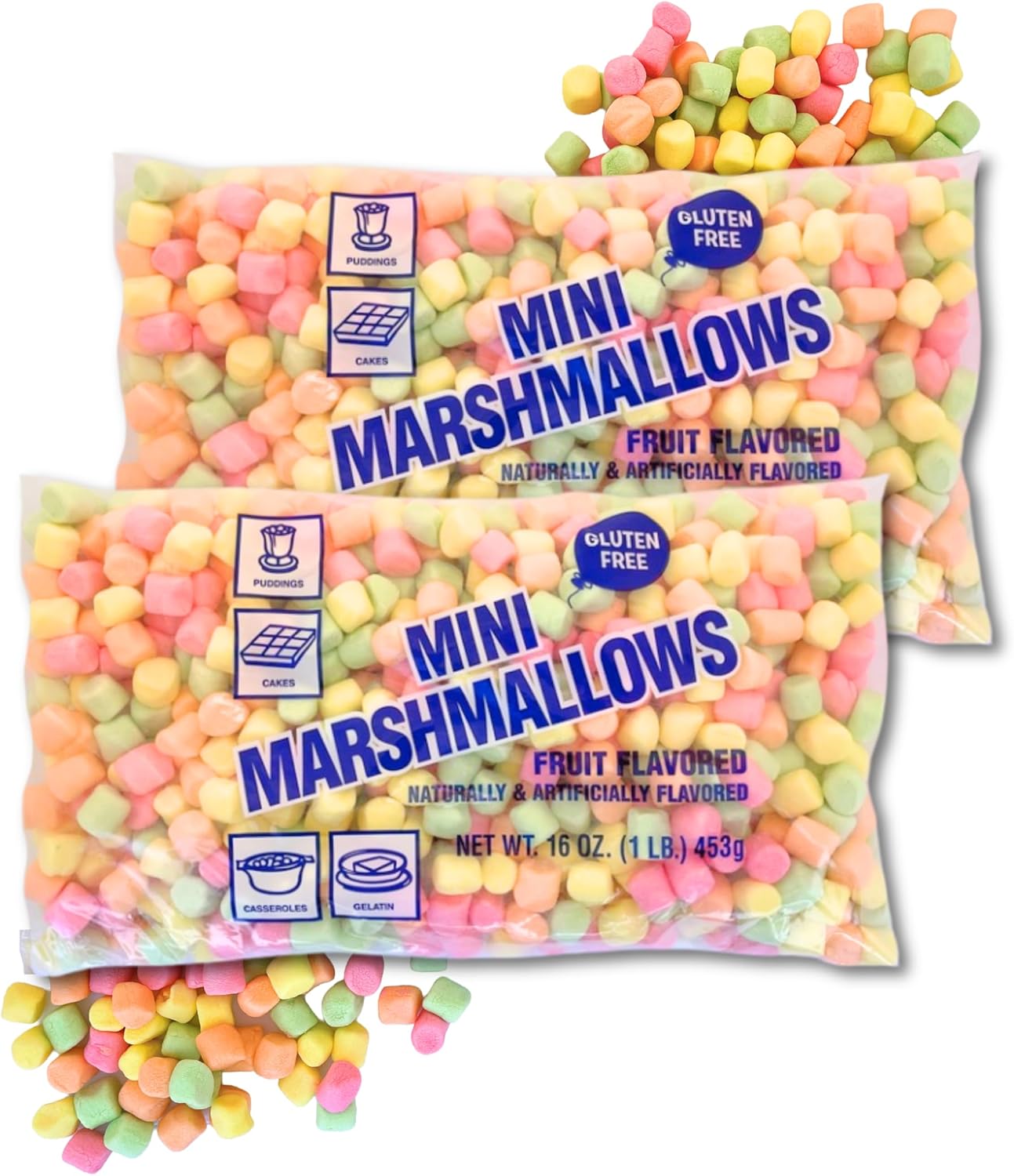 Mini malvaviscos con sabor a fruta de Pascua sin gluten 2 bolsas