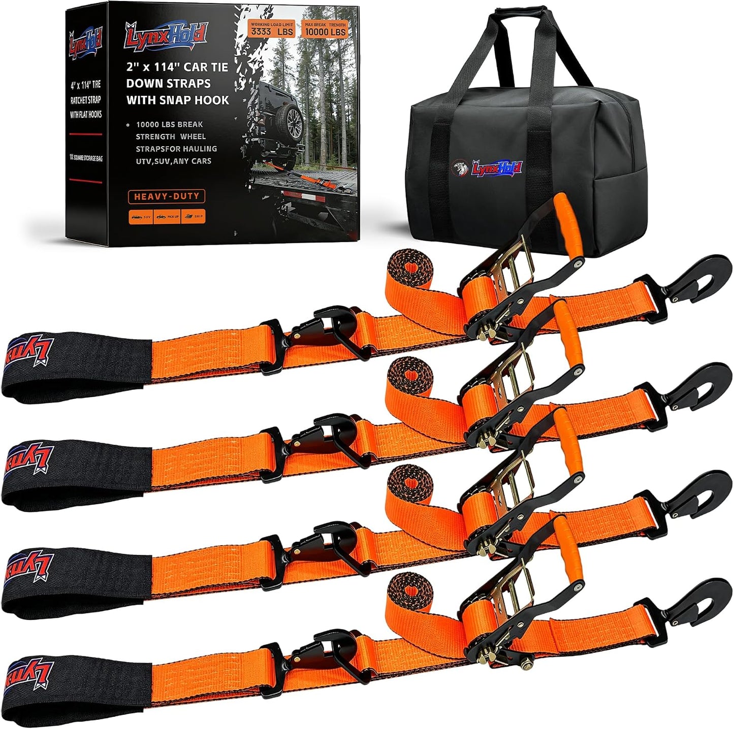 Correas amarre ajustables 2x114pulg con gancho presión 10000lb