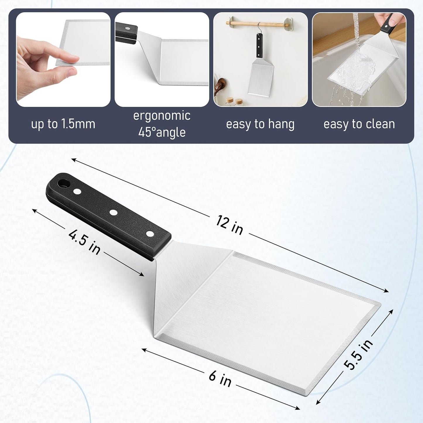 2 Pzas Espátulas Acero Inox ABS para Teppanyaki