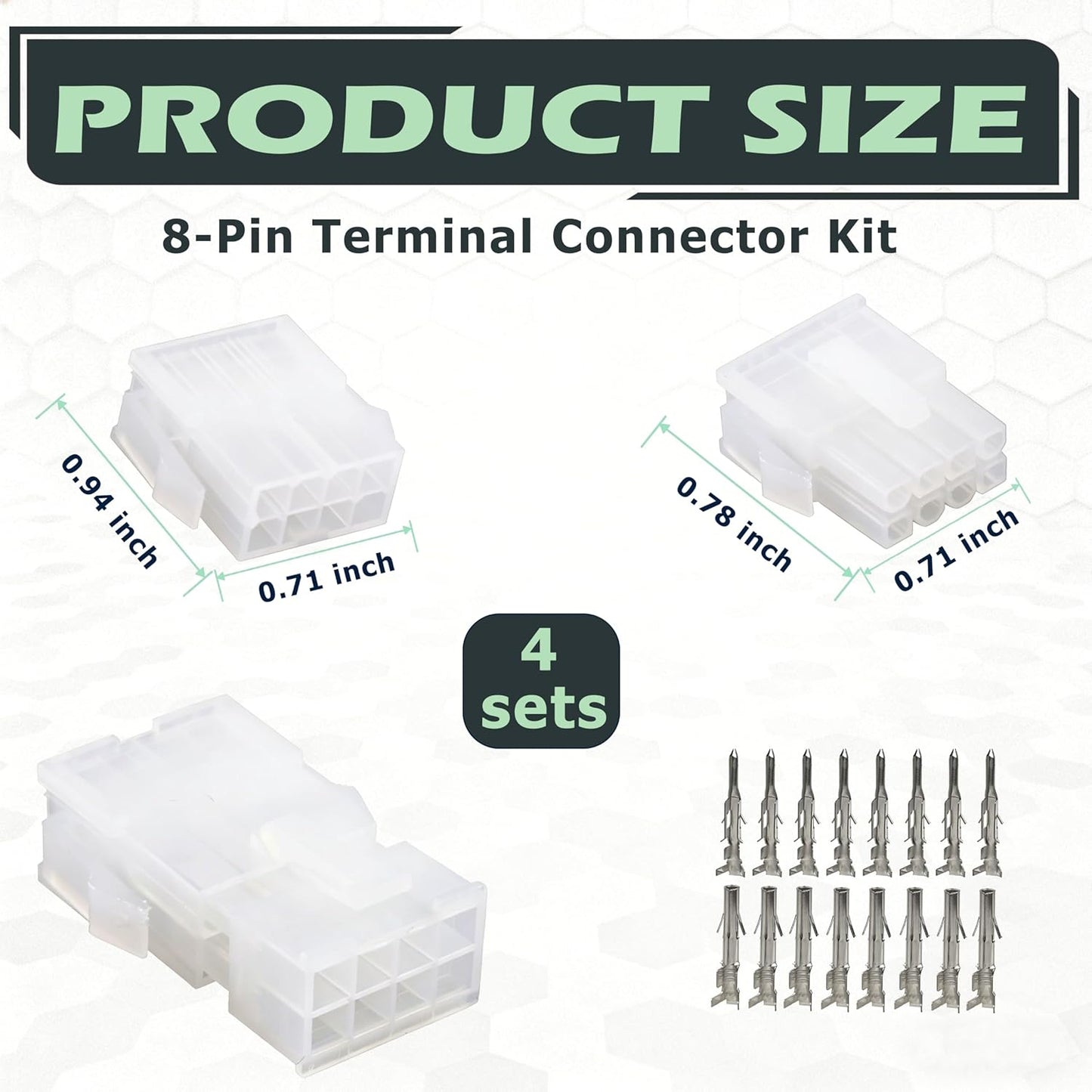 Kit conectores 8 pines comp Molex 18-24 AWG